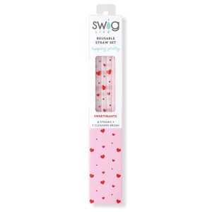 Sweethearts + Light Pink Glitter Reusable Straw Set